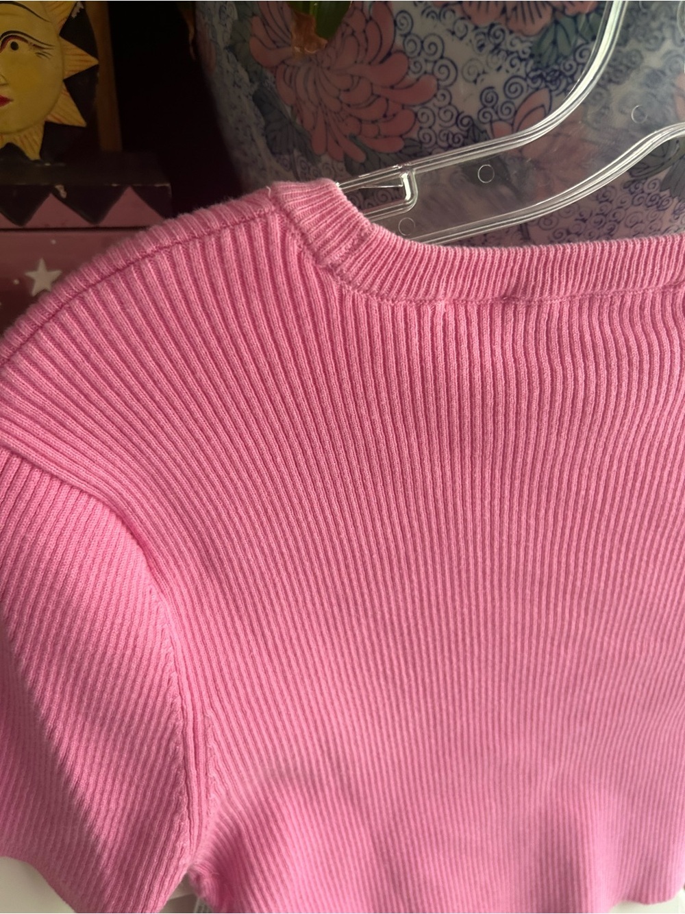 ZARA Hot Pink Ribbed Drawstring Crop Top Short Sleeve Y2K Women’s Small Tee - Picture 7 of 16